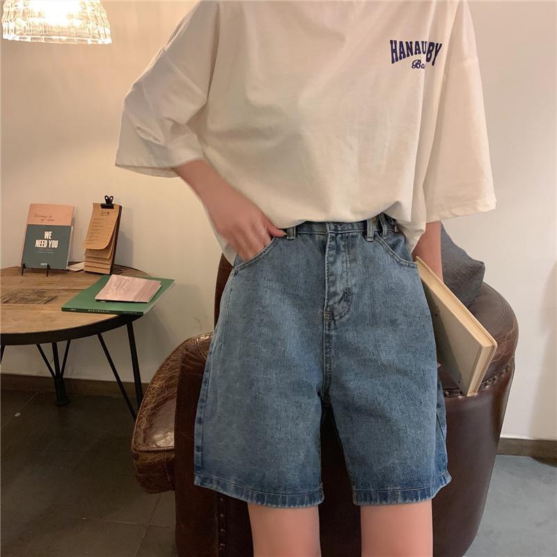 High Waist Loose Straight Denim Shorts Jeans