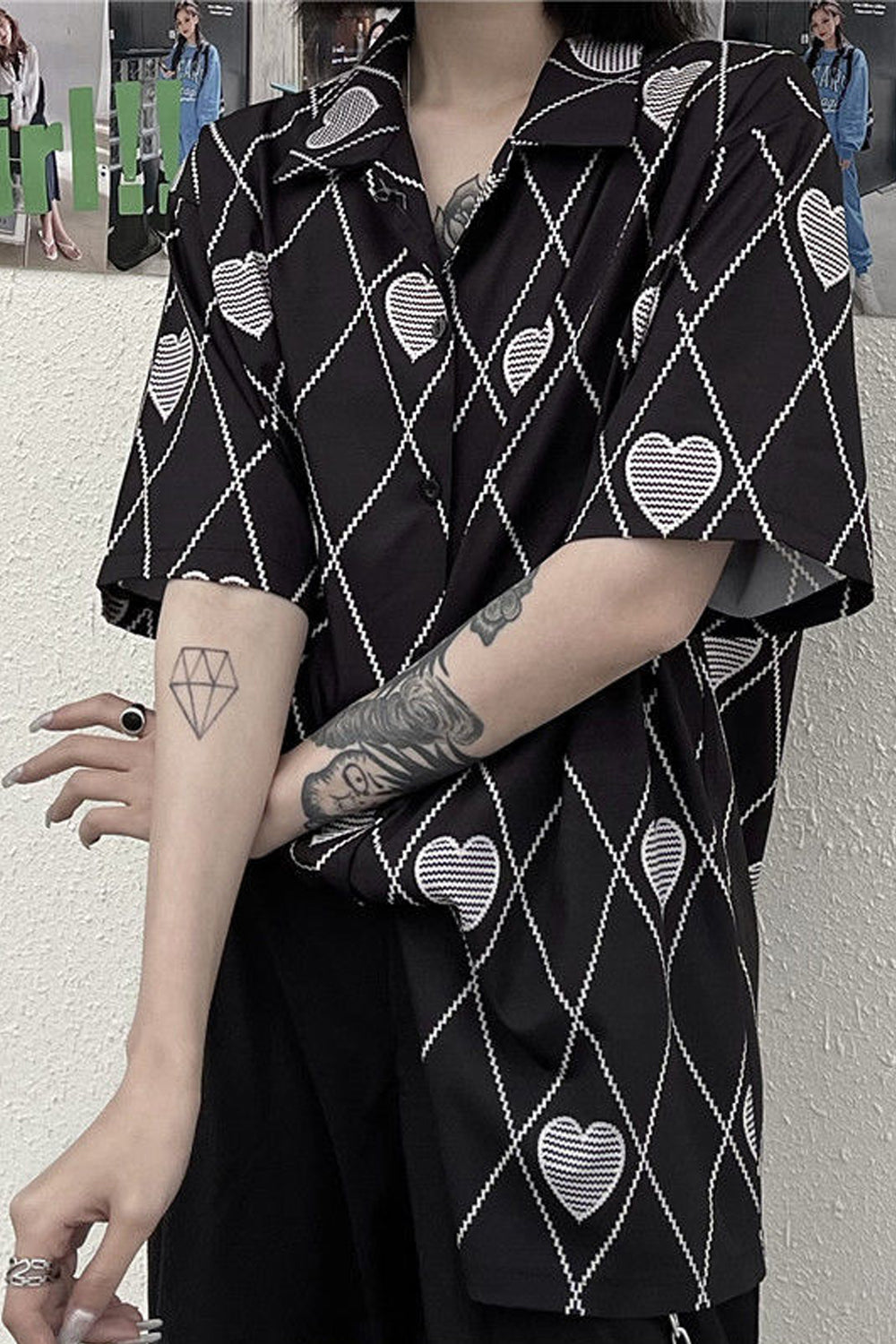 Dark Heart Pattern Short Sleeve Shirts