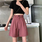 Loose Solid Colors Elegant Office Shorts