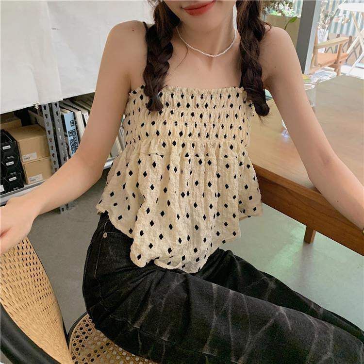 Sexy Dot Pattern Camis Crop Tops