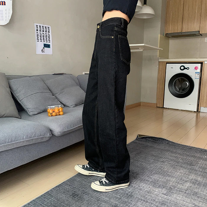 High Waist Wide Leg Black Long Jeans Pants