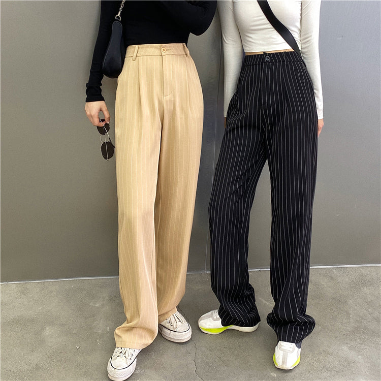 High Waist Elegant Striped Office Pants