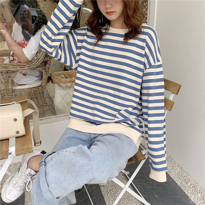 O-Neck Striped Casual Sweatshirt