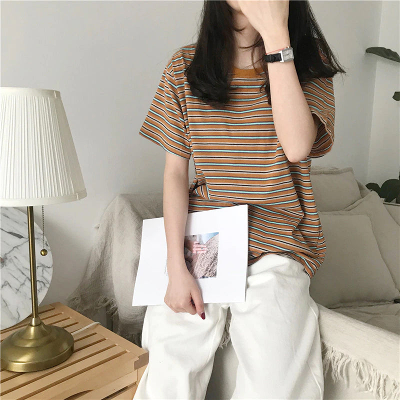 Short Sleeve Striped Casual Shirts