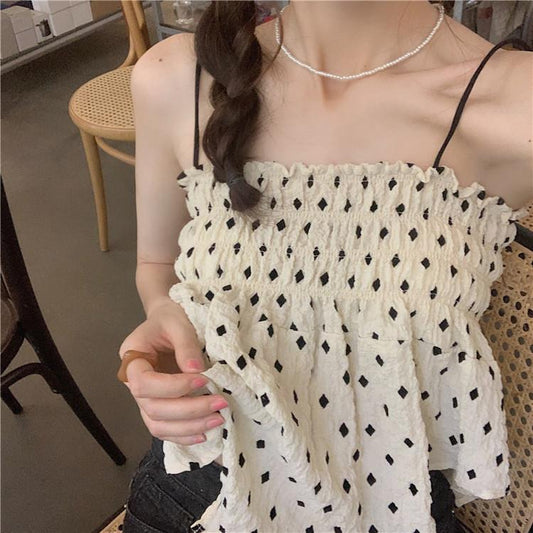 Sexy Dot Pattern Camis Crop Tops