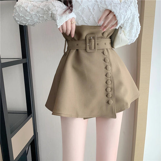 High Waist Elegant Belted A-Line Office Skirts