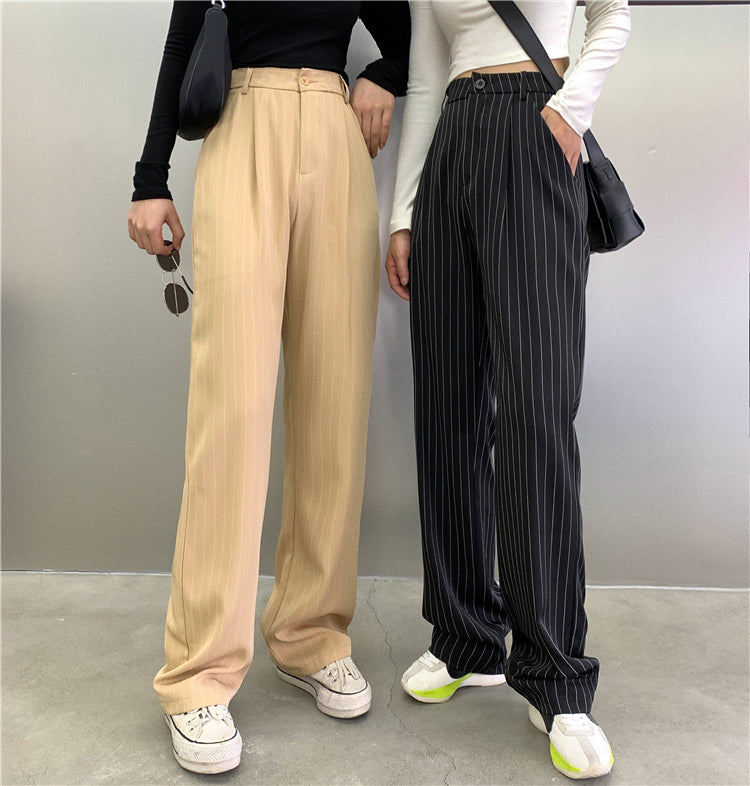 High Waist Elegant Striped Office Pants