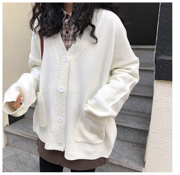 Long Sleeve V-Neck Knitting Cardigan Sweater