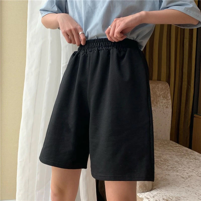 Simple Elastic Waist Shorts Pants