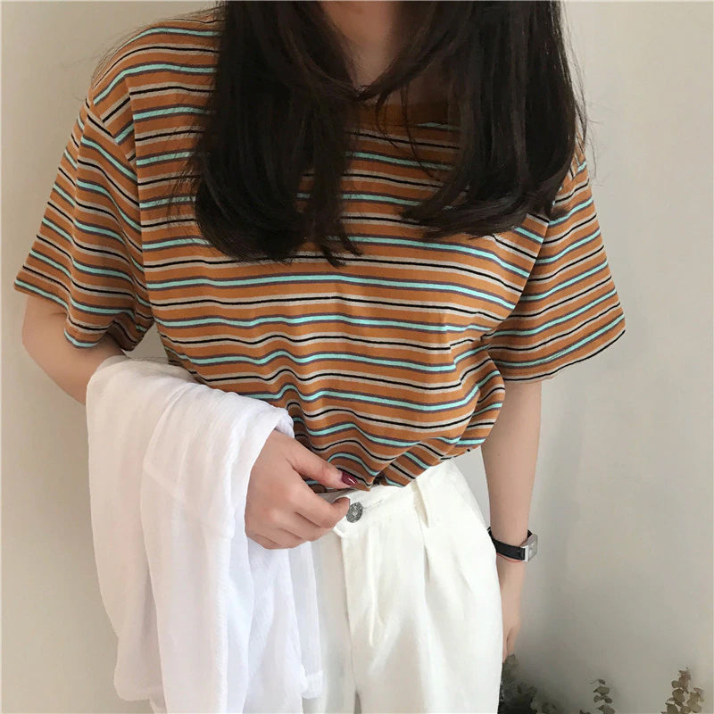 Short Sleeve Striped Casual Shirts