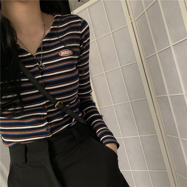 Retro Striped Slim Sweater