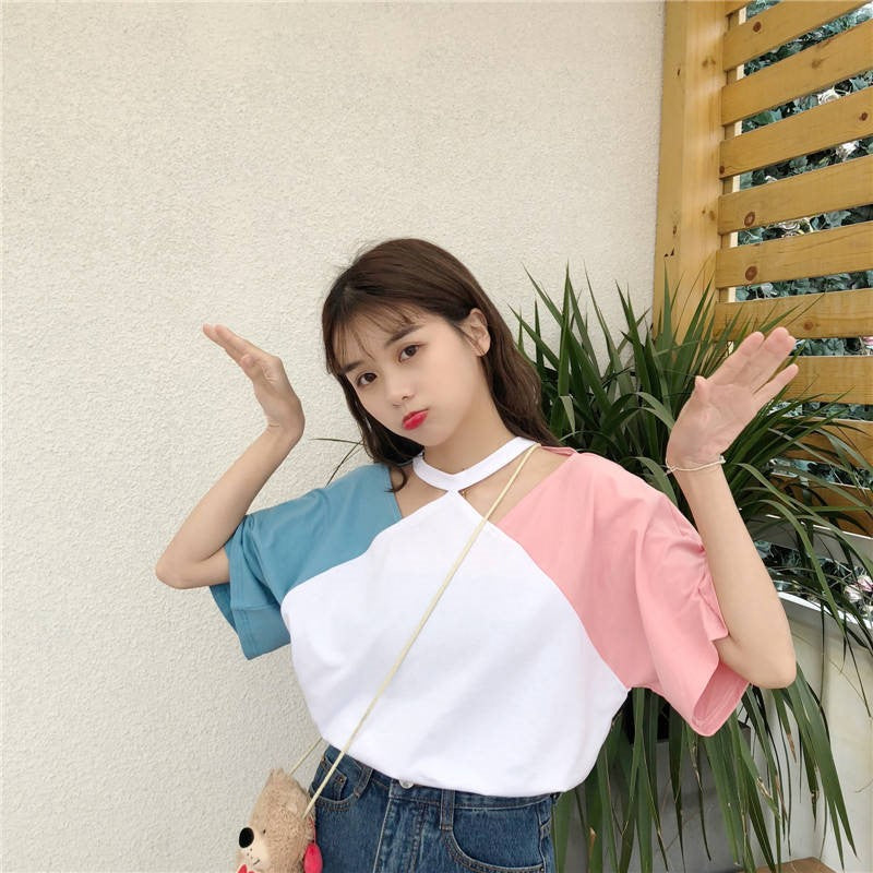 Hanging Neck Pastel Colors Cute Shirts