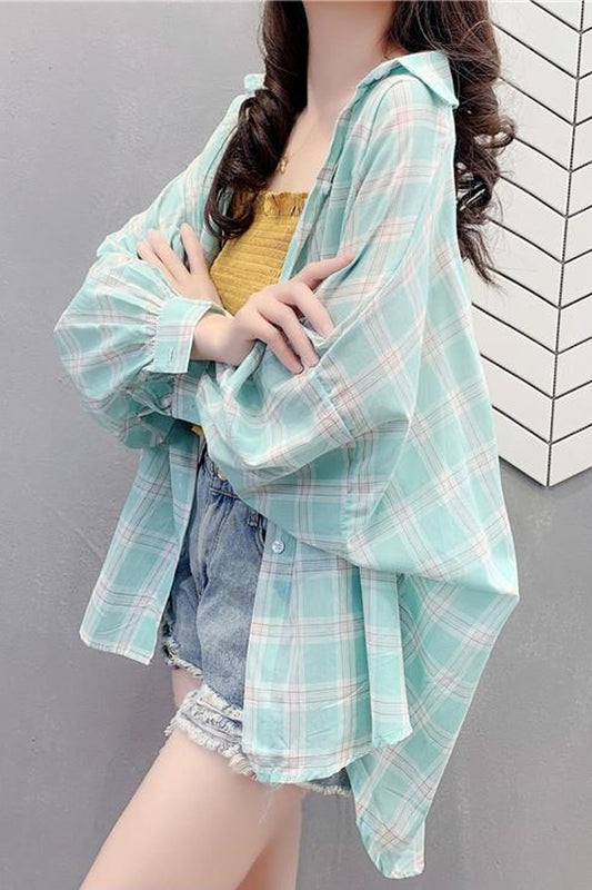 Long Sleeve Bright Colors Plaid Shirts