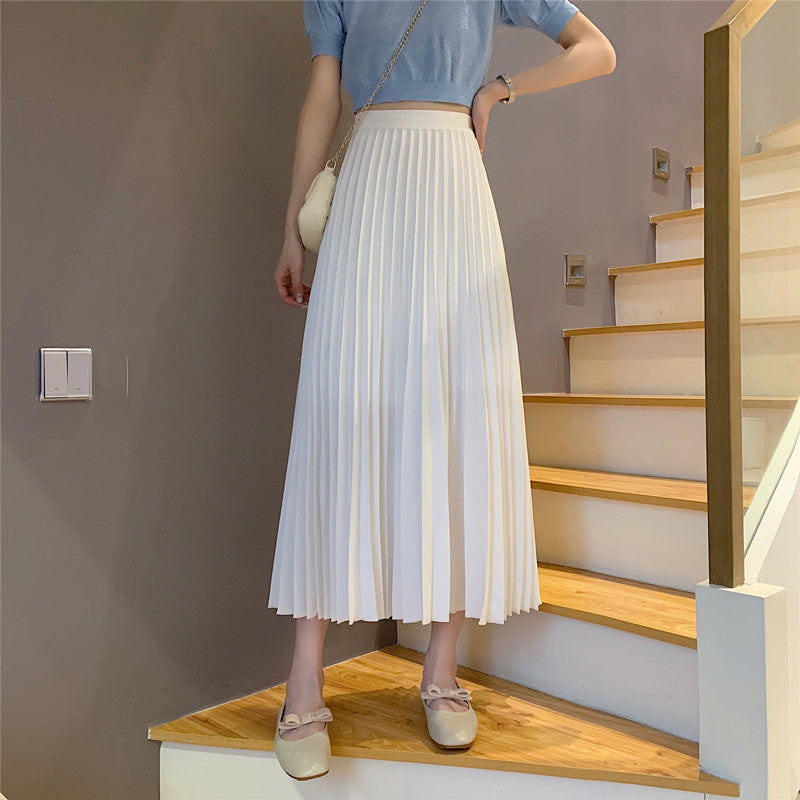 High Waist Pleated Long Skirts